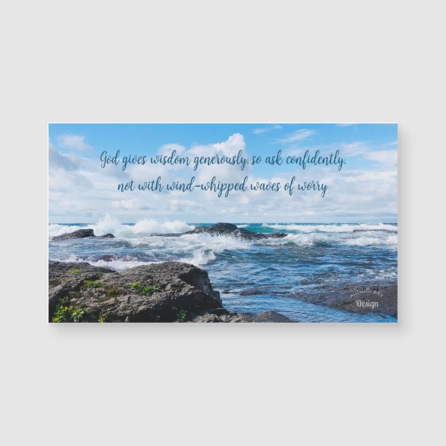Wisdom Inspirational Blue Waves Magnet de photogra (Devant)
