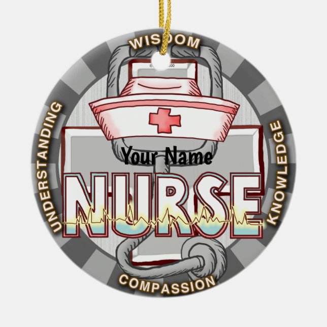 Wisdom nurse  ceramic ornament (Front)