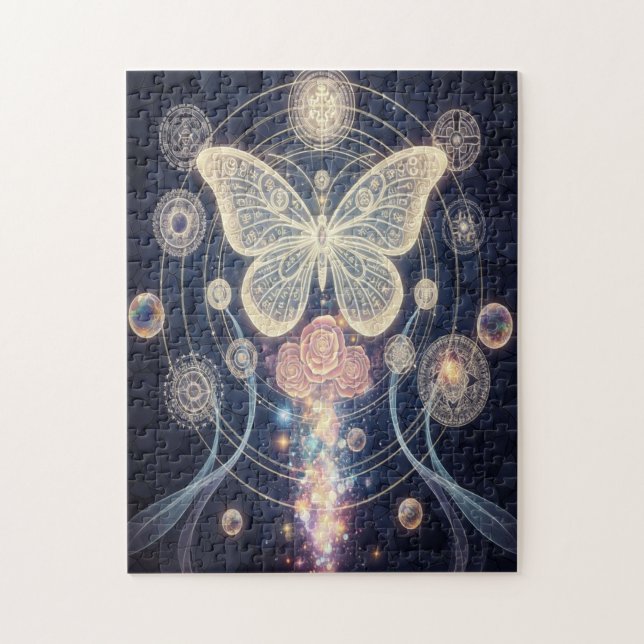 Wisdom of the universe Golden butterflies and divi Jigsaw Puzzle (Vertical)