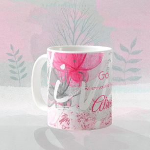 Wisdom Pink Floral Watercolor Typography  Coffee Mug