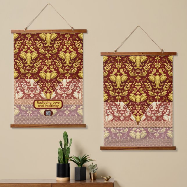 Wisdom & Prosperity: The Regal Elephant Symbol Ach Hanging Tapestry (Asymmetrical)