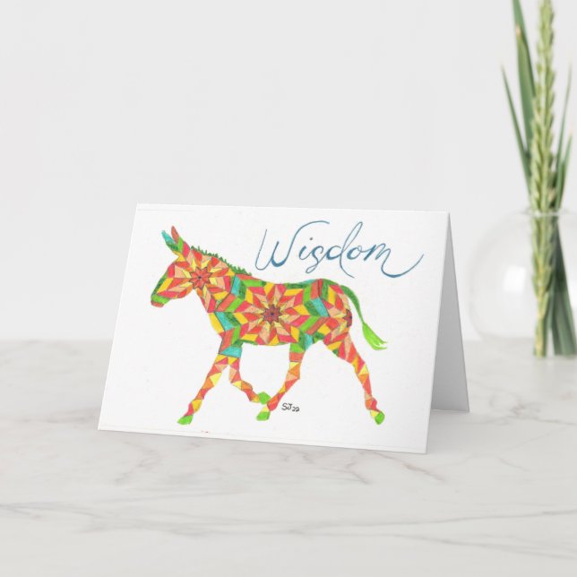 Wisdom Quilt Mule by Sherry Jarvis Folded Card (Front)