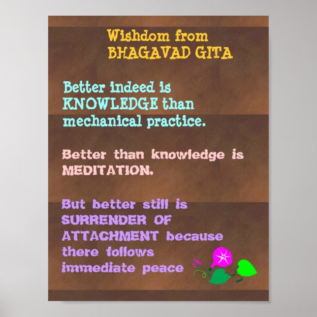 WISDOM Quotes from Bhagavad Gita Poster (Front)