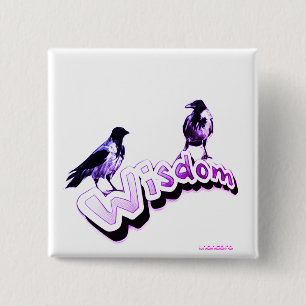 Wisdom - Two wise purple crows 2 Inch Square Button