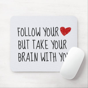 Wise Advice With Red Doodle Heart Mouse Pad