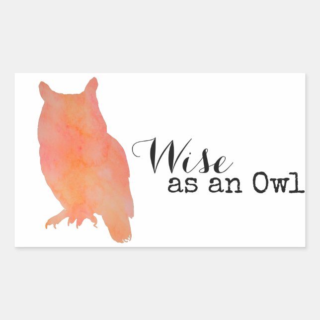 Wise as an Owl Typographical Watercolor Sticker (Front)