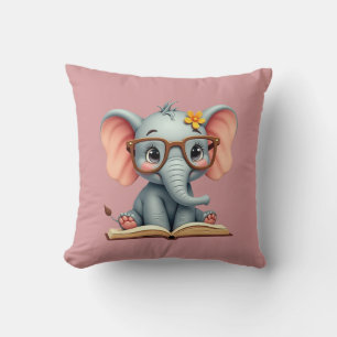 Wise Baby Elephant Throw Pillow