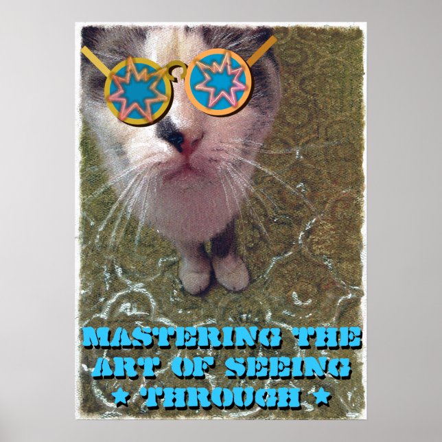 Wise Cat with Funny Glasses Poster (Front)