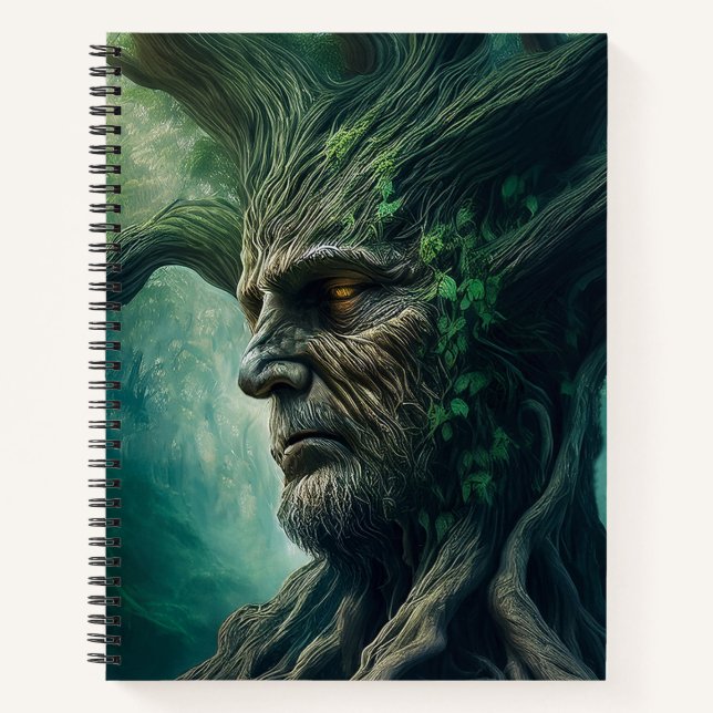 Wise Face in Ancient Tree Mystical Forest Notebook (Front)