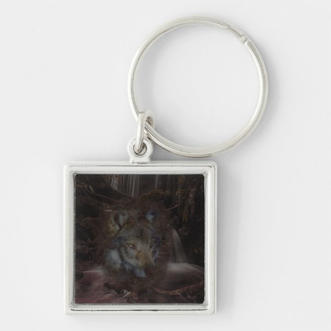 Wise Forest Wolf Keychain (Front)