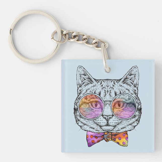 Wise Kitty Kat Keychain (Front)