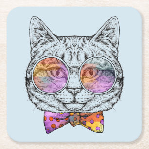 Wise Kitty Kat Square Paper Coaster