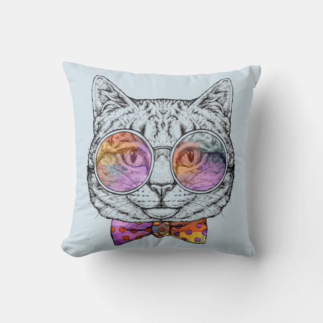 Wise Kitty Kat Throw Pillow (Front)
