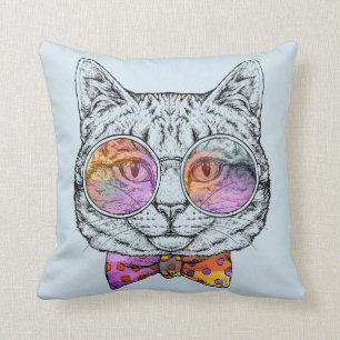 Wise Kitty Kat Throw Pillow