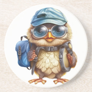Wise Little Traveller - Kid Owl with backpack Coaster