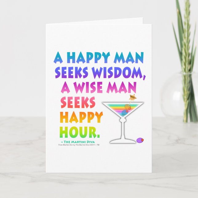 Wise Man Seeks Happy Hour Greeting NoteCards (Front)