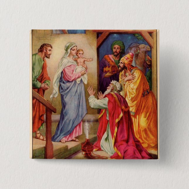 wise men 2 inch square button (Front)