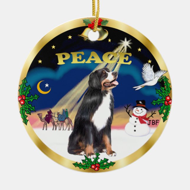 Wise Men - Bernese Mountain Dog Ceramic Ornament (Front)