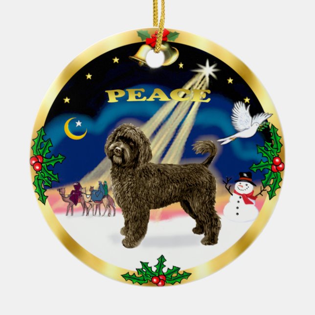 Wise Men -Brown Portuguese Water Dog Ceramic Ornament (Front)