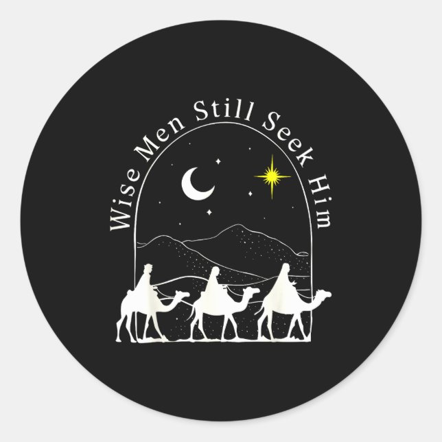 Wise Men Christian Christmas Jesus Nativity Scene  Classic Round Sticker (Front)