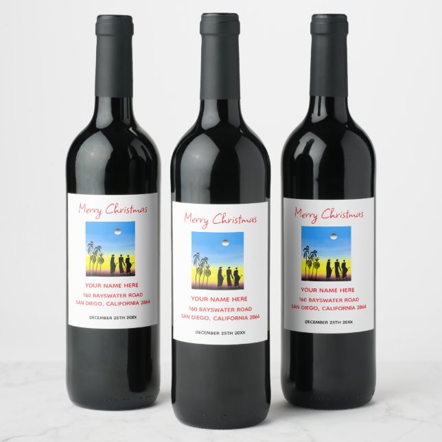 Wise Men, Silhouette Christmas Wine Label (Bottles)