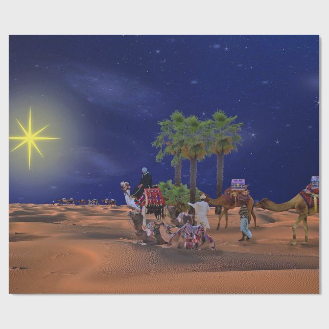 Wise Men Star Christmas Graphic Wrapping Paper (Flat)