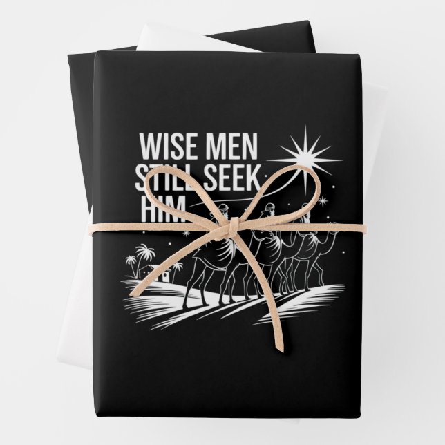 Wise Men Still Seek Him Christian Christmas Jesus Wrapping Paper Sheet (In situ)