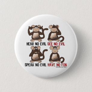 Wise Monkeys Humour 2 Inch Round Button