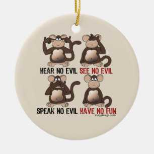 Wise Monkeys Humour Ceramic Ornament