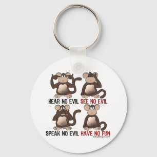 Wise Monkeys Humour Keychain