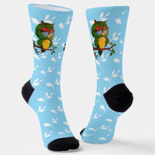 Wise Old Owl Sitting On A Tree Branch Socks