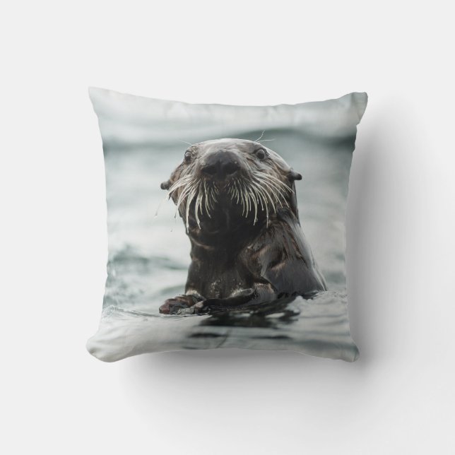 Wise Otter Throw Pillow (Front)