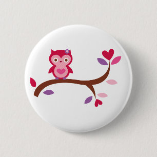 Wise Owl 2 Inch Round Button