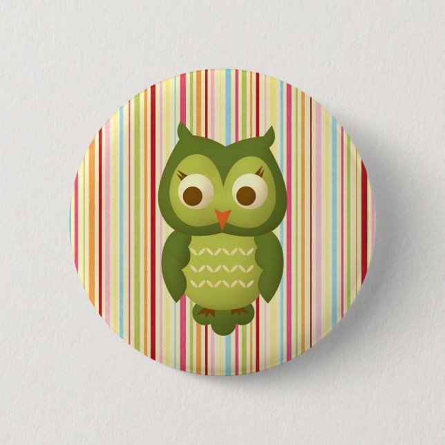 Wise Owl 2 Inch Round Button (Front)