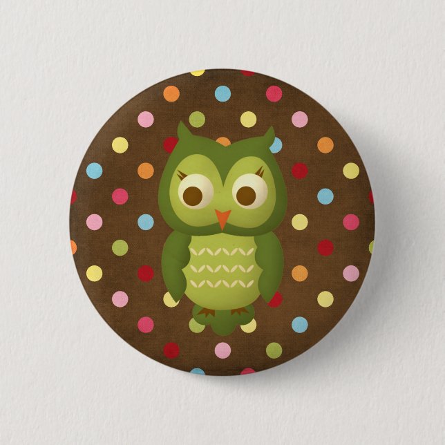 Wise Owl 2 Inch Round Button (Front)