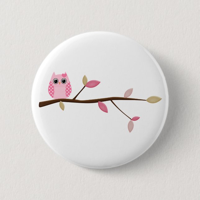 Wise Owl 2 Inch Round Button (Front)