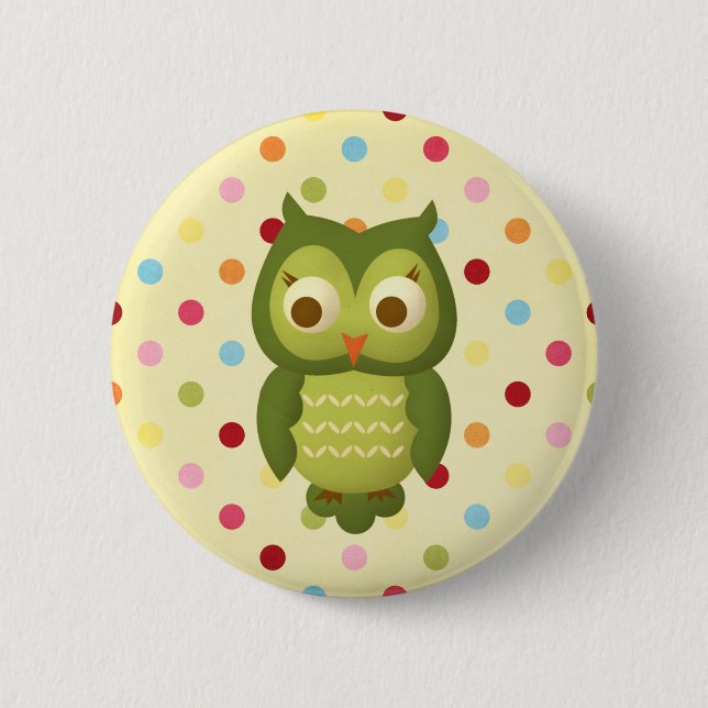 Wise Owl 2 Inch Round Button (Front)