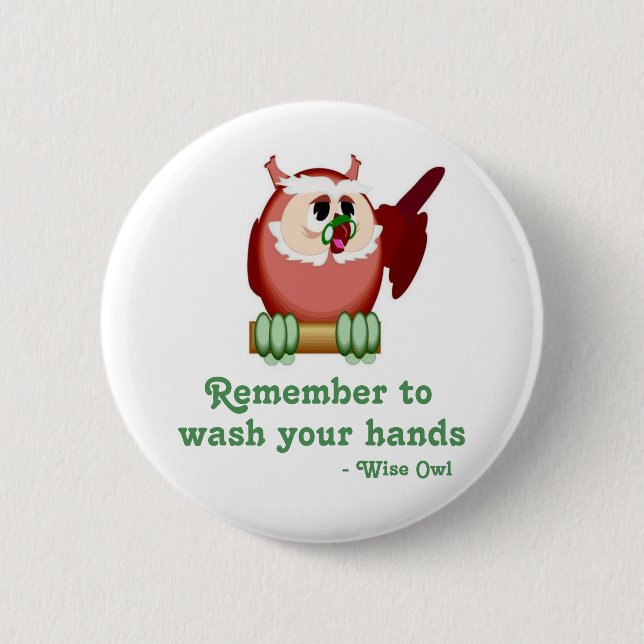 Wise Owl 2 Inch Round Button (Front)