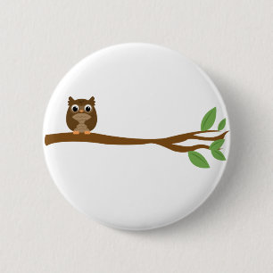 Wise Owl 2 Inch Round Button