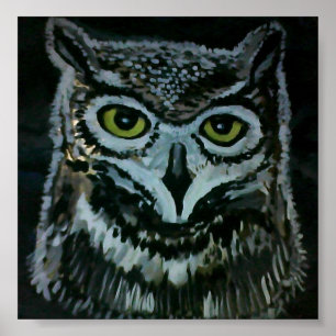 Wise Owl at Night Poster
