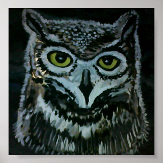 Wise Owl at Night Poster
