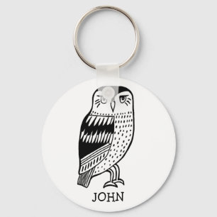 Wise Owl CUSTOM NAME Charming Bird Keychain