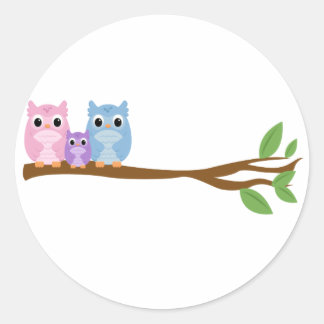 Wise Owl Family Classic Round Sticker