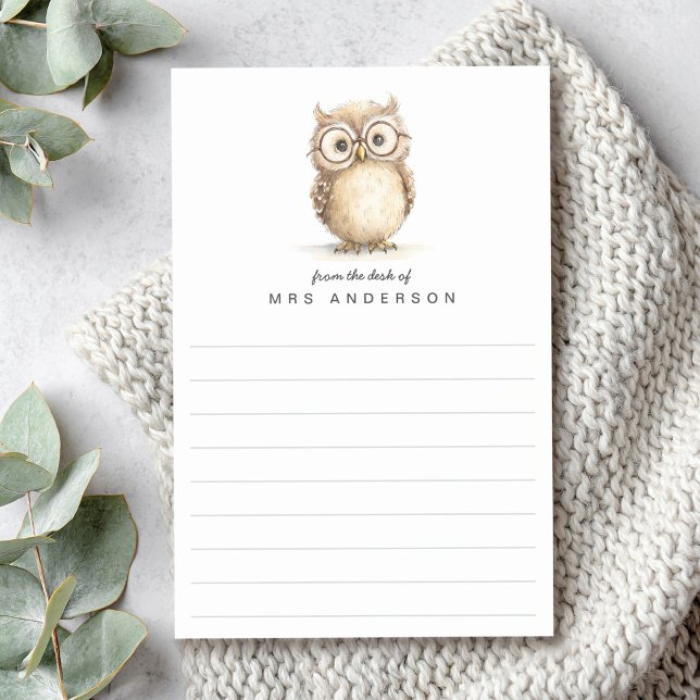 Wise owl from the desk of name lined post-it notes (Wise owl from the desk of name lined post-it notes)