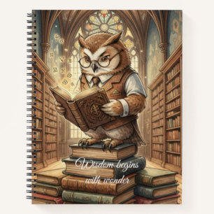 Wise Owl Librarian Vintage Art Notebook