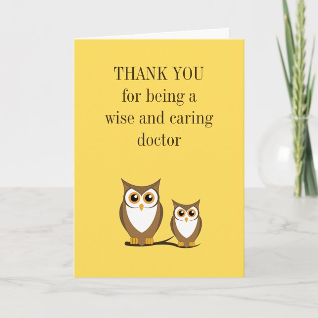 Wise owl médecin carte de remerciements (Devant)