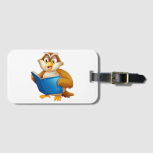 Wise Owl Reading Book Luggage Tag