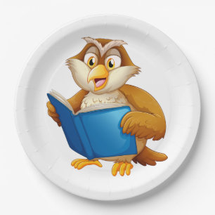 Wise Owl Reading Book Paper Plate