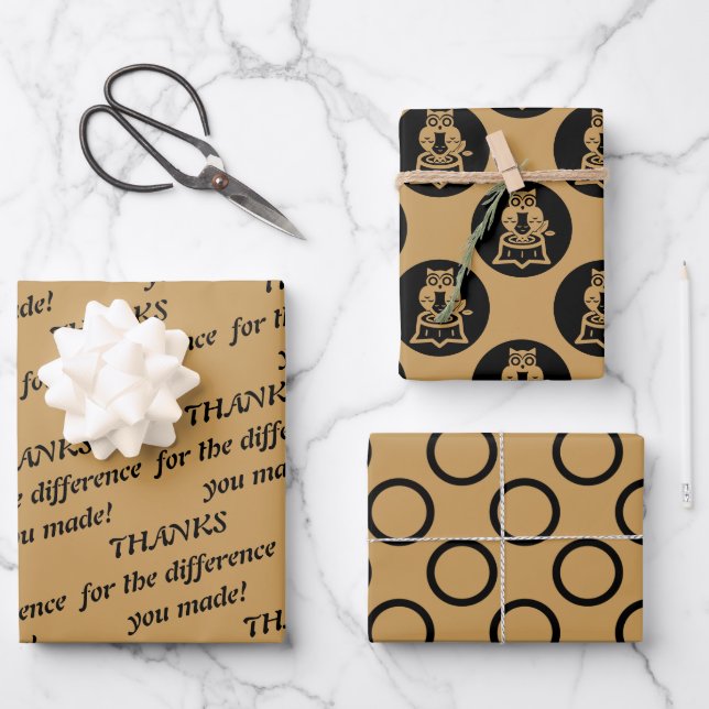 Wise Owl Thanks For The Difference You Made Circle Wrapping Paper Sheet (Front)