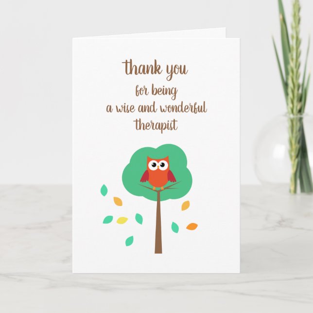 Wise Owl Therapist Carte de remerciements (Devant)
